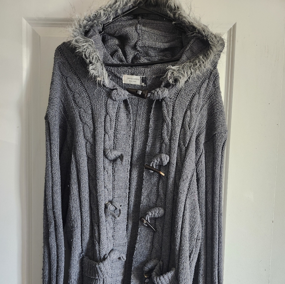 Long pea coat with fur hood